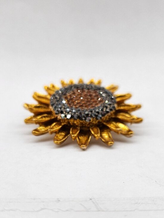 Metal & Rhinestone Sunflower Pin/Brooch - Picture 2 of 4